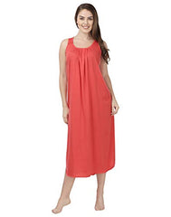 BLAZON Women's Cotton Hosiery Solid Maxi Nighty Slip (Pack of 2) Available Sizes: S, M, L, XL, 2XL, 3XL, 4XL, 5XL - Old Rose, Red