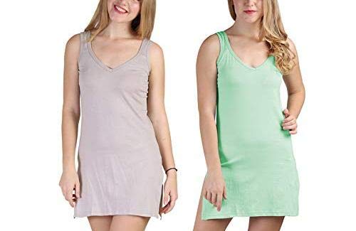 BLAZON Women's Cotton Hosiery Selfie Midi Slip Combo Pack of 2 (Available Sizes: XS, S, M, L, XL, 2XL, 3XL, 4XL, 5XL) - Almond Frost, Pista