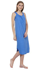 BLAZON Women's Cotton Hosiery Solid Maxi Nighty Slip (Pack of 2) Available Sizes: S, M, L, XL, 2XL, 3XL, 4XL, 5XL - Azure Blue, Skin