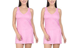 BLAZON Women's Cotton Hosiery Selfie Midi Slip Combo Pack of 2 (Available Sizes: XS, S, M, L, XL, 2XL, 3XL, 4XL, 5XL) - Pink