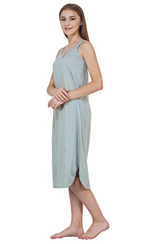 BLAZON Women's Cotton Solid Midi Slip Premium Dreams Nighty (Available Sizes: S, M, L, XL, 2XL, 3XL, 4XL, 5XL) - Wisp Grey