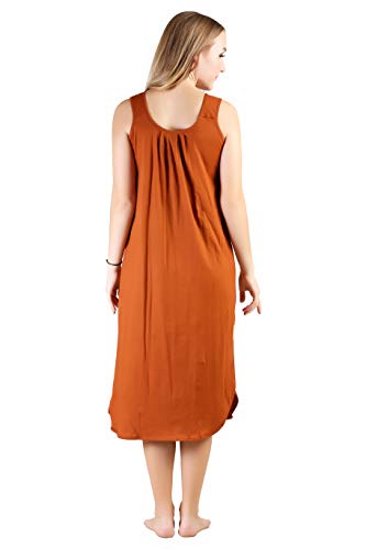 BLAZON Women's Cotton Hosiery Solid Maxi Nighty Slip (Pack of 2) Available Sizes: S, M, L, XL, 2XL, 3XL, 4XL, 5XL - Brandy, Pink