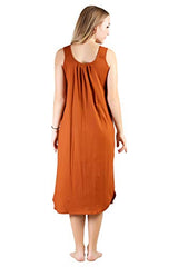 BLAZON Women's Cotton Solid Midi Slip Premium Dreams Nighty (Available Sizes: S, M, L, XL, 2XL, 3XL, 4XL, 5XL) - Brandy