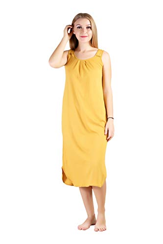 BLAZON Women's Cotton Hosiery Solid Maxi Nighty Slip (Pack of 2) Available Sizes: S, M, L, XL, 2XL, 3XL, 4XL, 5XL - Whiskey, Yellow