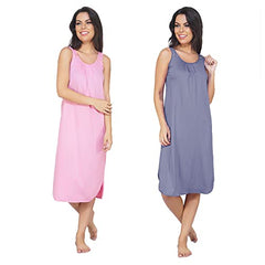 BLAZON Women's Cotton Hosiery Solid Maxi Nighty Slip (Pack of 2) Available Sizes: S, M, L, XL, 2XL, 3XL, 4XL, 5XL - Lavender, Pink