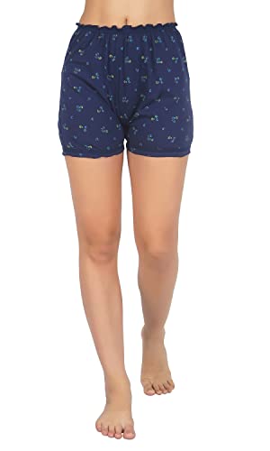 BLAZON Women's Cotton Hoisery Bloomers Floral Print Combo (Pack of 6) (Availabe Sizes: XS, S, M, L, XL, XXL, 3XL, 4XL, 5XL) - Black, Brown and Navy Blue