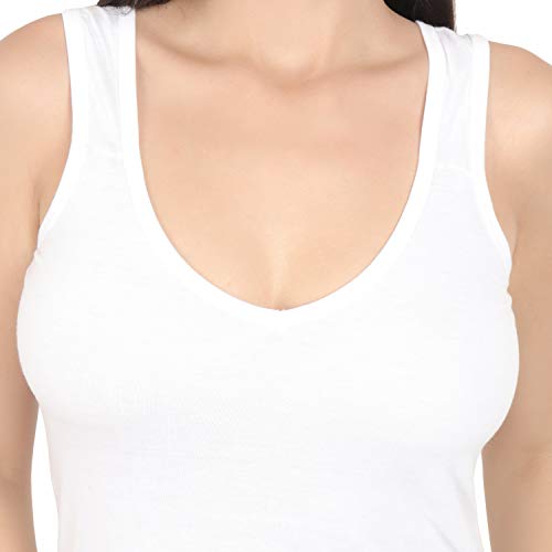 BLAZON Women's Cotton Hosiery Selfie Midi Slip Combo Pack of 2 (Available Sizes: XS, S, M, L, XL, 2XL, 3XL, 4XL, 5XL) - White, Off White