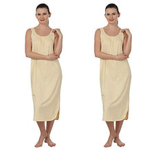 BLAZON Women's Cotton Hosiery Solid Maxi Nighty Slip (Pack of 2) Available Sizes: S, M, L, XL, 2XL, 3XL, 4XL, 5XL - Skin