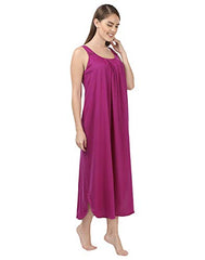 BLAZON Women's Cotton Solid Midi Slip Premium Dreams Nighty (Available Sizes: S, M, L, XL, 2XL, 3XL, 4XL, 5XL) - Vivid Violet