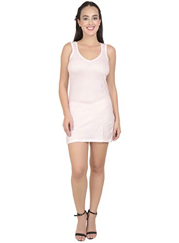 BLAZON Women's Cotton Hosiery Selfie Midi Slip Combo Pack of 2 (Available Sizes: XS, S, M, L, XL, 2XL, 3XL, 4XL, 5XL) - Baby Pink, Almond Frost