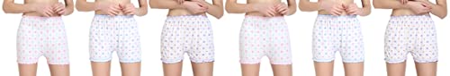 BLAZON Women's Cotton Hoisery Bloomers Floral Print Combo (Pack of 6) (Availabe Sizes: XS, S, M, L, XL, XXL, 3XL, 4XL, 5XL) - White