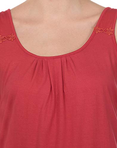 BLAZON Women's Cotton Nighty Slip - Set of 2 (Skin & Red)