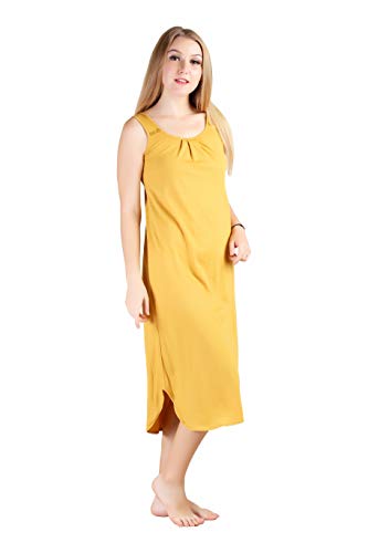 BLAZON Women's Cotton Solid Midi Slip Premium Dreams Nighty (Available Sizes: S, M, L, XL, 2XL, 3XL, 4XL, 5XL) - Whiskey