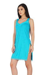 BLAZON Women's Cotton Hosiery Fairy Full Slip (Available Sizes: S, M, L, XL, 2XL, 3XL, 4XL, 5XL) - Teal Blue