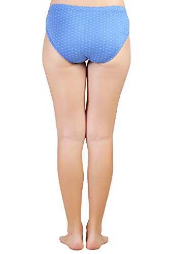 BLAZON Women's Mid Rise Hipster Soft Skin (Inner-Elastic) Panty | Floral Print | Combo Pack of 3 | Light Base | Available Sizes: S, M, L, XL, 2XL, 3XL, 4XL, 5XL - Azure Blue, Brownish Grey, Lavender