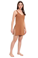 BLAZON Women's Cotton Hosiery Selfie Midi Slip Combo Pack of 2 (Available Sizes: XS, S, M, L, XL, 2XL, 3XL, 4XL, 5XL) - Wood, Orchard