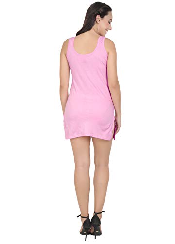 BLAZON Women's Cotton Hosiery Selfie Midi Slip Combo Pack of 2 (Colour: Pink, Blueberry Frost / Greyish Blue; Size: 4XL; Length: 36in; Bust: 44in)