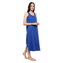 BLAZON Women's Cotton Hosiery Solid Maxi Nighty Slip (Pack of 2) Available Sizes: S, M, L, XL, 2XL, 3XL, 4XL, 5XL - Sapphire Blue, Brandy