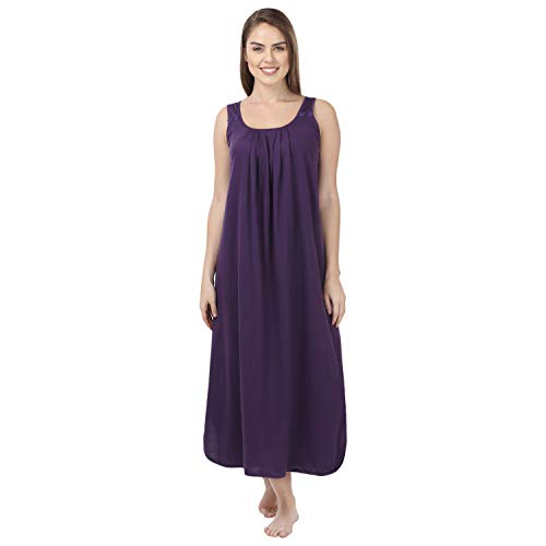 BLAZON Women's Cotton Hosiery Solid Maxi Nighty Slip (Pack of 2) Available Sizes: S, M, L, XL, 2XL, 3XL, 4XL, 5XL - Blueviolet, Red