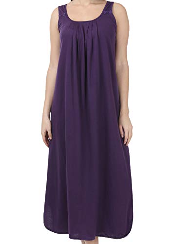 BLAZON Women's Cotton Solid Midi Slip Premium Dreams Nighty (Available Sizes: S, M, L, XL, 2XL, 3XL, 4XL, 5XL) - Blueviolet