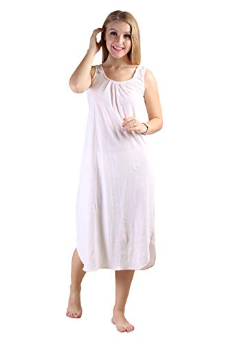 BLAZON Women's Cotton Hosiery Solid Maxi Nighty Slip (Pack of 2) Available Sizes: S, M, L, XL, 2XL, 3XL, 4XL, 5XL - Strawberry Frost, White