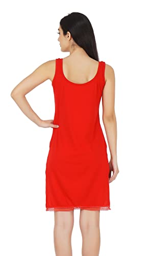 BLAZON Women's Cotton Hosiery Fairy Full Slip (Available Sizes: S, M, L, XL, 2XL, 3XL, 4XL, 5XL) - Red