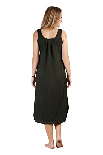 BLAZON Women's Cotton Solid Midi Slip Premium Dreams Nighty (Available Sizes: S, M, L, XL, 2XL, 3XL, 4XL, 5XL) - Martini Olive