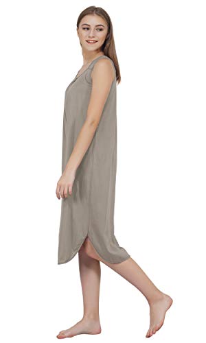 BLAZON Women's Cotton Solid Midi Slip Premium Dreams Nighty (Available Sizes: S, M, L, XL, 2XL, 3XL, 4XL, 5XL) - Smoky Grey