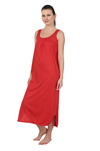 BLAZON Women's Cotton Hosiery Solid Maxi Nighty Slip (Pack of 2) Available Sizes: S, M, L, XL, 2XL, 3XL, 4XL, 5XL - Red