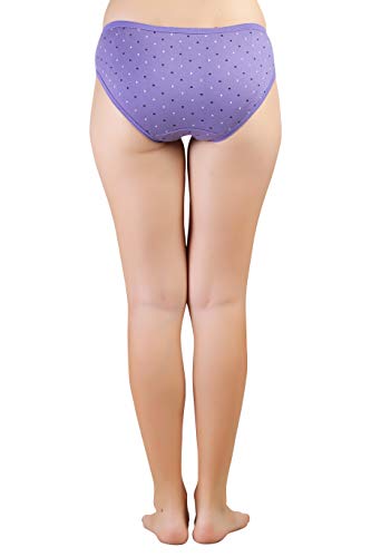 BLAZON Women's Mid Rise Hipster Regular (Outer-Elastic) Panty | Printed | 105cm-110cm | Combo Pack of 3 | Dark Base - Tamarind, Lavender, Blueviolet