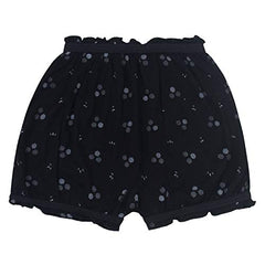 BLAZON Toddlers/Girls Cotton Hosiery Bloomer Shorts Combo Pack of 3 Dark Base Colour Printed (Availabe Sizes: 60cm, 65cm, 70cm, 75cm) - DAHLIA (Black, Brown, Navy Blue)
