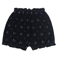 BLAZON Toddlers/Kids/Baby Girls Cotton Hosiery Bloomer Shorts Combo Pack of 3 Printed Dark Base Colour (Availabe Sizes: 45cm, 50cm, 55cm) - DAHLIA (Black, Brown, Navy Blue)