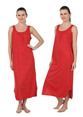 BLAZON Women's Cotton Hosiery Solid Maxi Nighty Slip (Pack of 2) Available Sizes: S, M, L, XL, 2XL, 3XL, 4XL, 5XL - Red