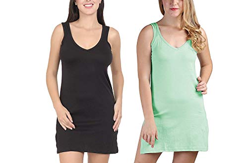 BLAZON Women's Cotton Hosiery Selfie Midi Slip Combo Pack of 2 (Available Sizes: XS, S, M, L, XL, 2XL, 3XL, 4XL, 5XL) - Black, Pista