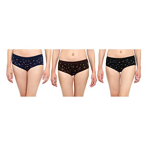 BLAZON Women's Multicolor Printed Bikini Pack of 3 (Dark Blue, Black, Brown)