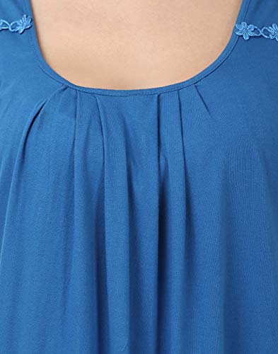 BLAZON Women's Cotton Nighty Slip - Set of 2 (Royal Blue & White)