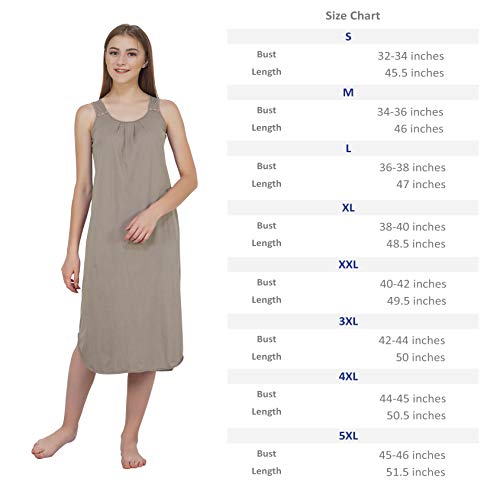 BLAZON Women's Cotton Hosiery Solid Maxi Nighty Slip (Pack of 2) Available Sizes: S, M, L, XL, 2XL, 3XL, 4XL, 5XL - Smoky Grey, Skin