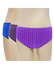 BLAZON Women's Hipster Printed Panty Pack of 3 (Blue, Maroon, Purple)