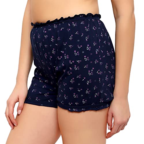 BLAZON Women's Cotton Hoisery Bloomers Floral Print Combo (Pack of 6) (Availabe Sizes: XS, S, M, L, XL, XXL, 3XL, 4XL, 5XL) - Brown, Navy Blue and Black