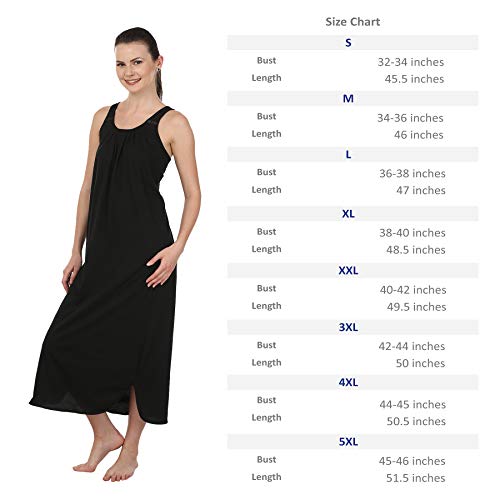 BLAZON Women's Cotton Hosiery Solid Maxi Nighty Slip (Pack of 2) Available Sizes: S, M, L, XL, 2XL, 3XL, 4XL, 5XL - Black