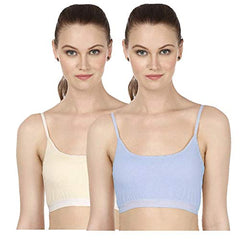 BLAZON Women Sports Bra Premium Tee Free Lycra - Sky Blue, Cream