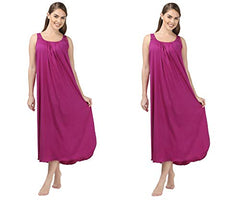 BLAZON Women's Cotton Hosiery Solid Maxi Nighty Slip (Pack of 2) Available Sizes: S, M, L, XL, 2XL, 3XL, 4XL, 5XL - Vivid Violet