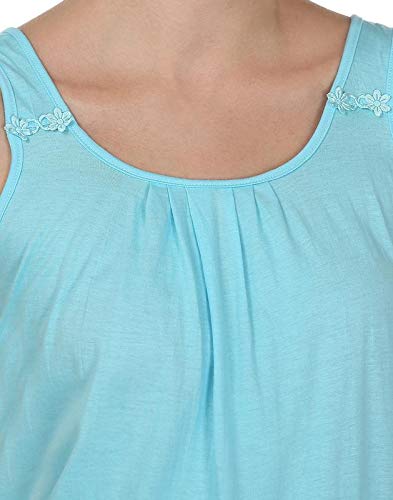 BLAZON Women's Cotton Solid Midi Slip Premium Dreams Nighty (Available Sizes: S, M, L, XL, 2XL, 3XL, 4XL, 5XL) - Turquoise