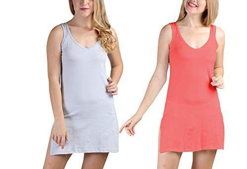 BLAZON Women's Cotton Hosiery Selfie Midi Slip Combo Pack of 2 (Available Sizes: XS, S, M, L, XL, 2XL, 3XL, 4XL, 5XL) - Blueberry Frost, Old Rose