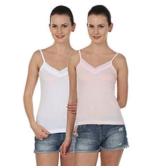 Blazon Women's Camisole Set Of 2 ( White, Baby Pink )