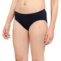 BLAZON Women's Hipster Printed Panty Pack of 3 (Navy Blue, Black, Brown)