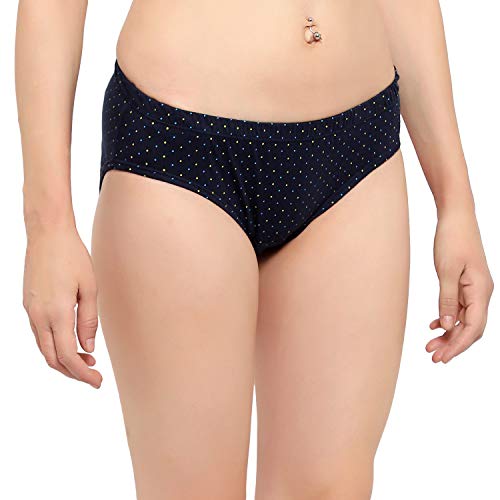 BLAZON Women's Hipster Printed Panty Pack of 3 (Navy Blue, Black, Brown)