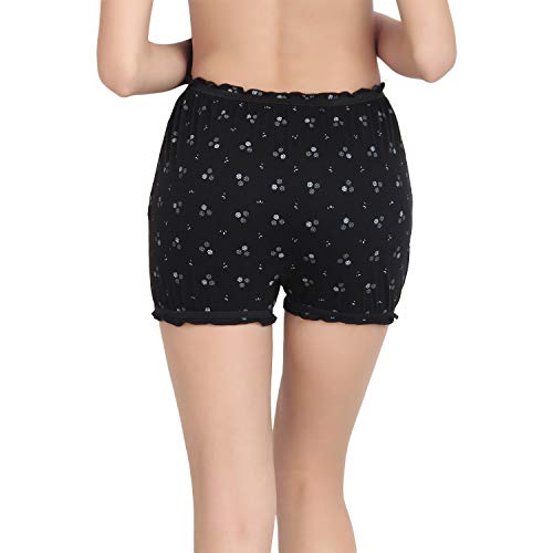 BLAZON Women's Cotton Hoisery Bloomers Floral Print Combo (Pack of 6) (Availabe Sizes: XS, S, M, L, XL, XXL, 3XL, 4XL, 5XL) - Brown, Black and Navy Blue