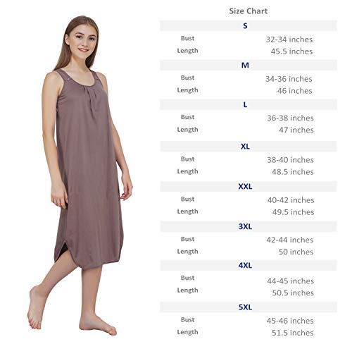 BLAZON Women's Cotton Hosiery Solid Maxi Nighty Slip (Pack of 2) Available Sizes: S, M, L, XL, 2XL, 3XL, 4XL, 5XL - Brownish Grey, White