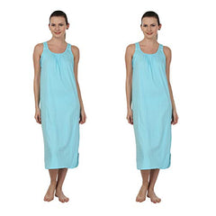 BLAZON Women's Cotton Hosiery Solid Maxi Nighty Slip (Pack of 2) Available Sizes: S, M, L, XL, 2XL, 3XL, 4XL, 5XL - Turquoise